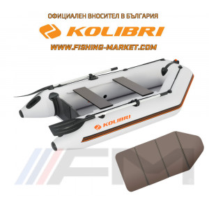 KOLIBRI - Надуваема моторна лодка с твърдо дъно KM-260 Book Deck Standard - светло сив